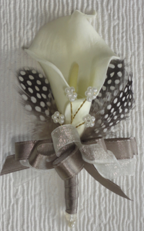 Taupe & Ivory Calla Lily Corsage
